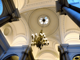 Ceiling and chandeleer at the Grand Staircase of the Royal Palace of Brussels