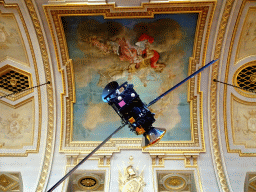 Scale model of a satellite on the ceiling of the Long Gallery of the Royal Palace of Brussels