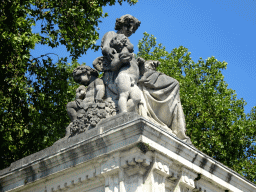 Statue at the entrance gate to the Brussels Park at the Place des Palais square