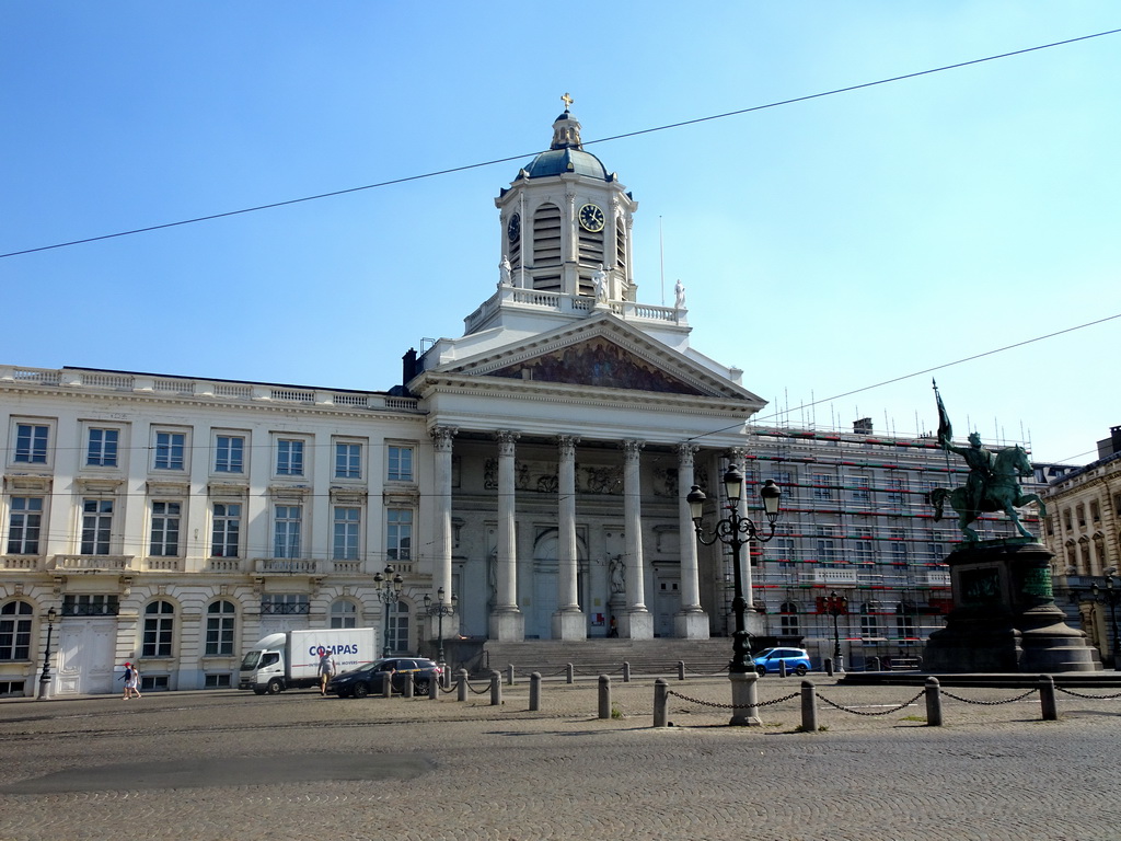 The Place Royale square with the Saint Jacques-sur-Coudenberg church and the equestrian statue of Godfrey of Bouillon