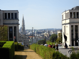 The Mont des Arts hill, with a view on the tower of the Town Hall and the Basilique du Sacré-Coeur de Bruxelles church