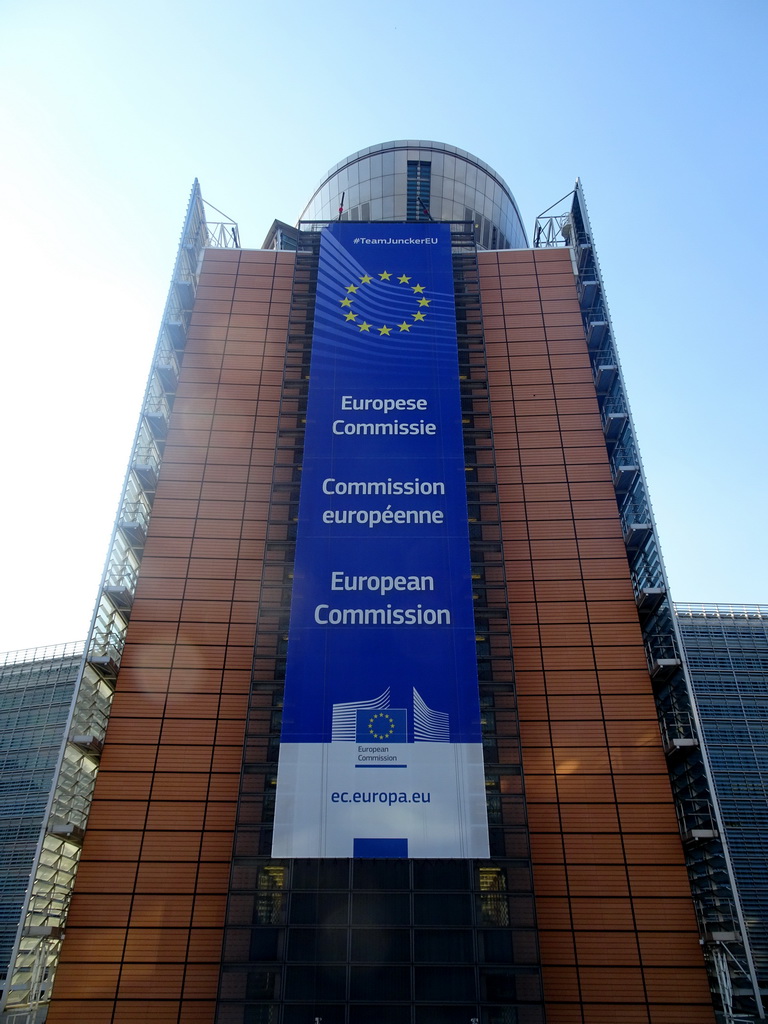 Facade of the Berlaymont building of the European Commission at the Schuman Roundabout