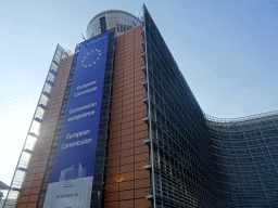Facade of the Berlaymont building of the European Commission at the Schuman Roundabout