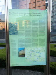 Information on Brussels` European Quarter in front of the Berlaymont building of the European Commission at the Schuman Roundabout
