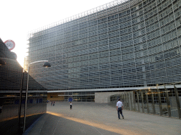 Miaomiao`s father in front of the Berlaymont building of the European Commission at the Rue de la Loi street