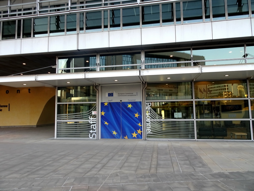 Entrance to the Berlaymont building of the European Commission at the Rue de la Loi street