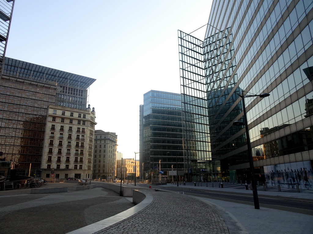 The Europa, Lex and Charlemagne buildings of the European Commission at the Rue de la Loi street, viewed from the Boulevard Charlemagne