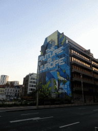 Wall painting at the Rue de la Loi street, at sunset