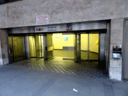 Entrance to the Maelbeek subway station at the Rue de la Loi street, at sunset