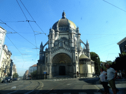 Front of Saint Mary`s Royal Church at the Rue Royale street, viewed from the car