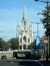 The Avenue de la Reine and the front of the Church of Our Lady of Laeken, viewed from the car