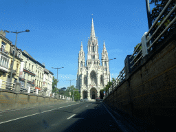 The Avenue de la Reine and the front of the Church of Our Lady of Laeken, viewed from the car