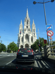 The Avenue de la Reine and the front of the Church of Our Lady of Laeken, viewed from the car