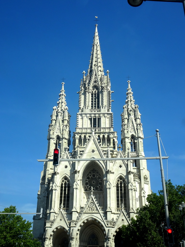 Facade of the Church of Our Lady of Laeken, viewed from the car on the Avenue de la Reine