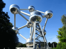 The northeast side of the Atomium, viewed from the Avenue de l`Atomium