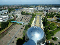 The Brussels Expo building, the Kinepolis Brussels movie theater and the Stade Roi Baudouin stadium, viewed from Level 7 of the Atomium