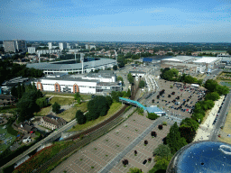 The Brussels Expo building, the Kinepolis Brussels movie theater, the Stade Roi Baudouin stadium  and the Cité Modèle buildings, viewed from Level 7 of the Atomium