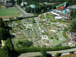 The Mini-Europe miniature park and the Océade water park, viewed from Level 7 of the Atomium