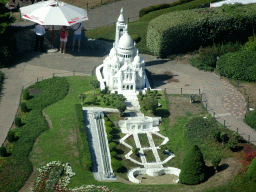 Scale model of the Basilique du Sacré-Coeur church of Paris at the France section of the Mini-Europe miniature park, viewed from Level 7 of the Atomium