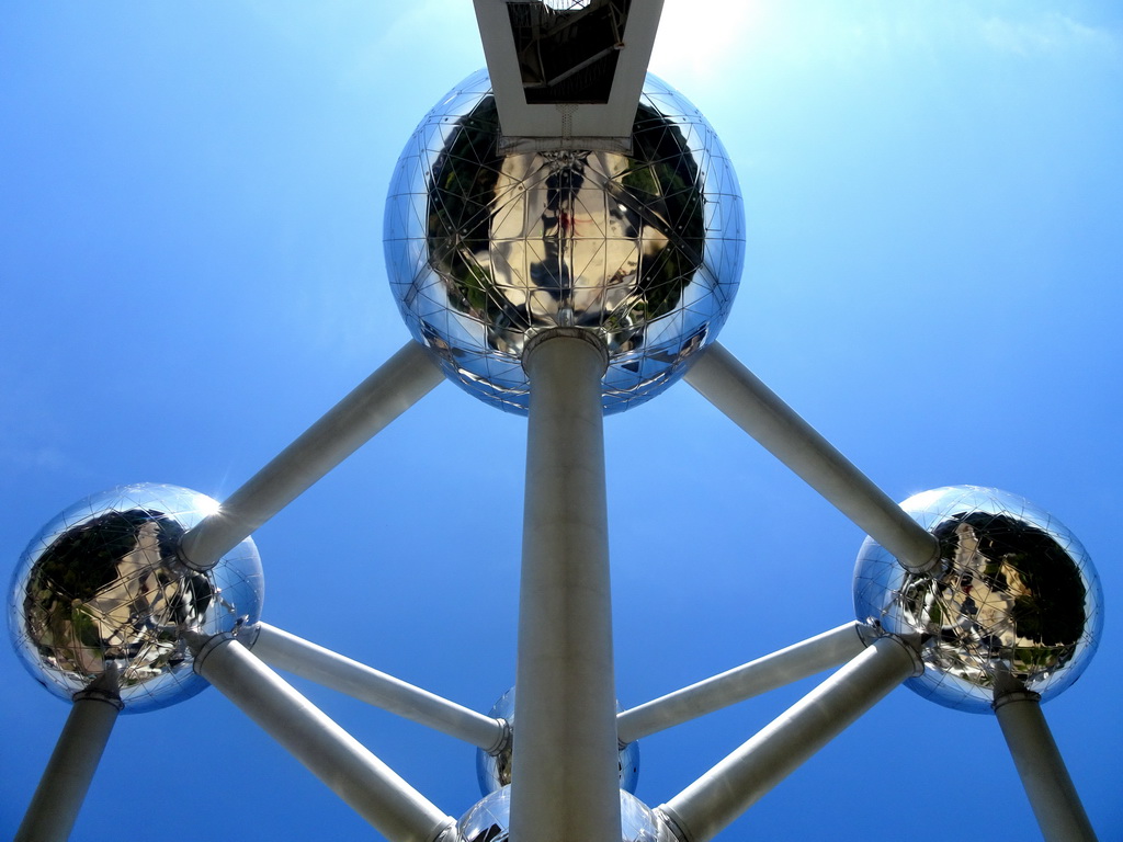 Spheres of the Atomium, viewed from just below