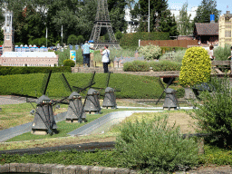 Scale models of the Windmills of Kinderdijk at the Netherlands section of the Mini-Europe miniature park