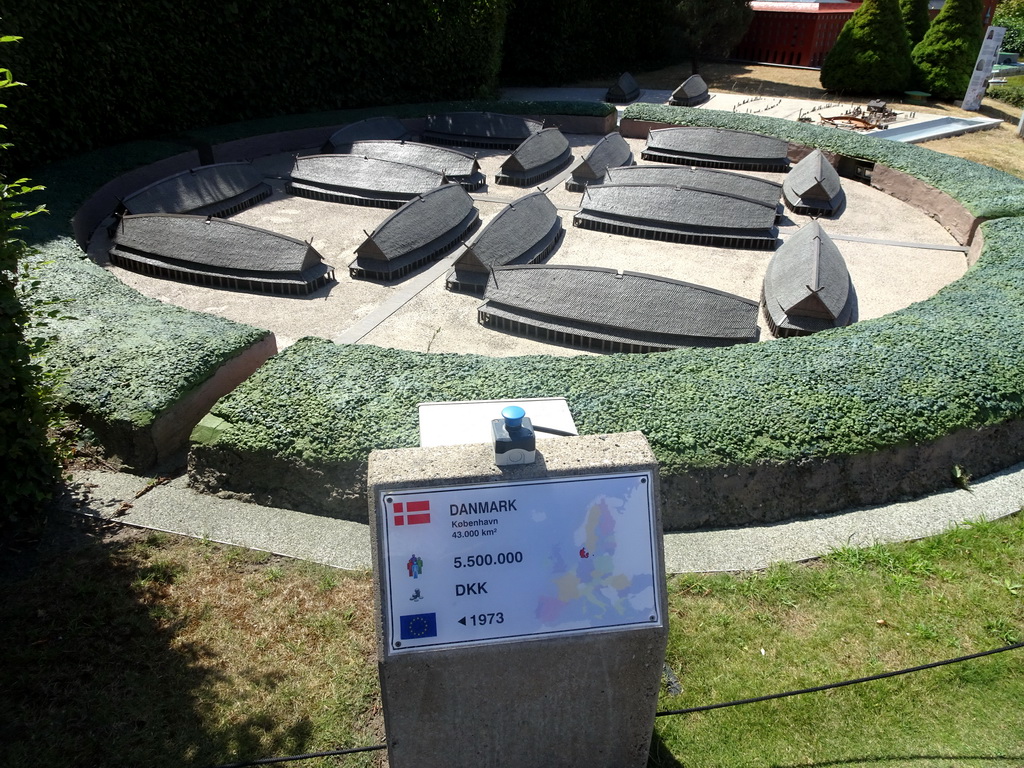 Scale models of the Longhouses of Trelleborg at the Denmark section of the Mini-Europe miniature park