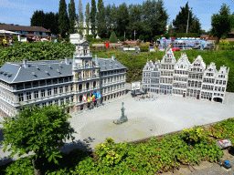 Scale models of the Town Hall, Guildhalls and the Brabo Fountain of Antwerp at the Belgium section of the Mini-Europe miniature park