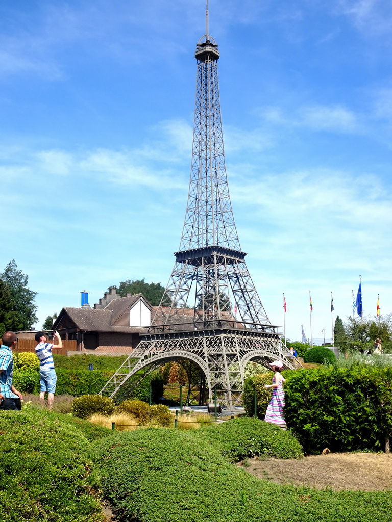 Scale model of the Eiffel Tower of Paris at the France section of the Mini-Europe miniature park