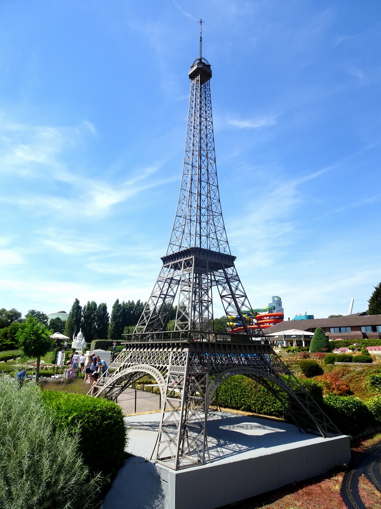 Scale model of the Eiffel Tower of Paris at the France section of the Mini-Europe miniature park