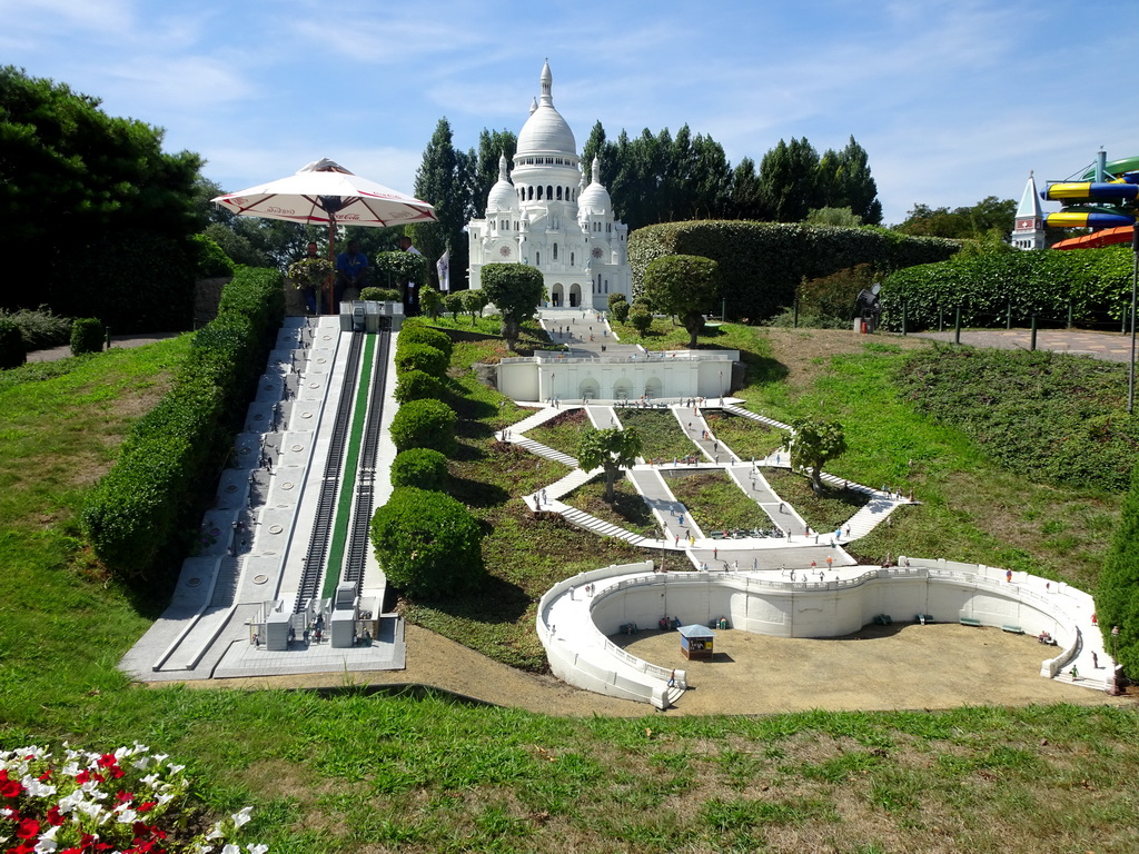 Scale model of the Basilique du Sacré-Coeur church of Paris at the France section of the Mini-Europe miniature park