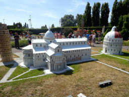 Scale model of the Piazza del Duomo square with the Leaning Tower of Pisa, the Pisa Duomo cathedral and the Baptistry of St. John at the Italy section of the Mini-Europe miniature park