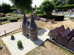 Scale model of the Holstentor gate of Lübeck at the Germany section of the Mini-Europe miniature park
