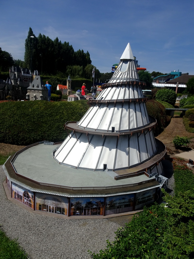 Scale model of the Millennium Tower of Magdeburg at the Germany section of the Mini-Europe miniature park