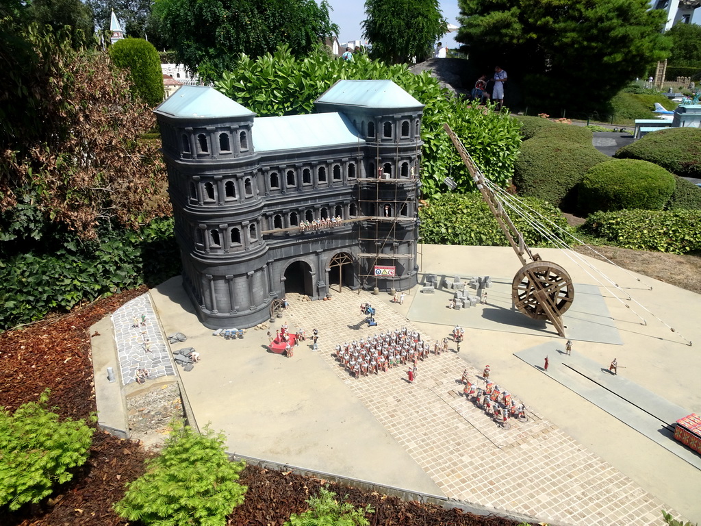 Scale model of the Porta Nigra gate of Trier at the Germany section of the Mini-Europe miniature park