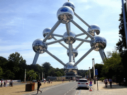 The northwest side of the Atomium, viewed from the Boulevard du Centenaire