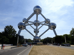The northwest side of the Atomium, viewed from the Boulevard du Centenaire