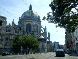 The Rue des Palais street and Saint Mary`s Royal Church, viewed from the car