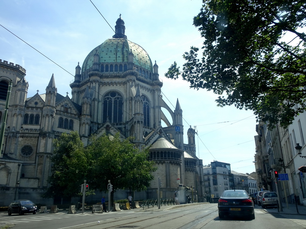 The Rue des Palais street and Saint Mary`s Royal Church, viewed from the car