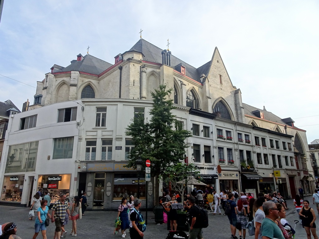 North side of the Église Saint-Nicolas church at the crossing of the Rue de Tabora and Rue du Marché aux Herbes streets