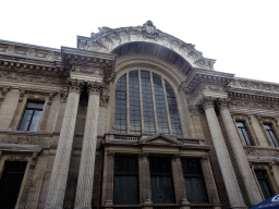 Facade of the northeast side of the Brussels Stock Exchange at the Rue de la Bourse street