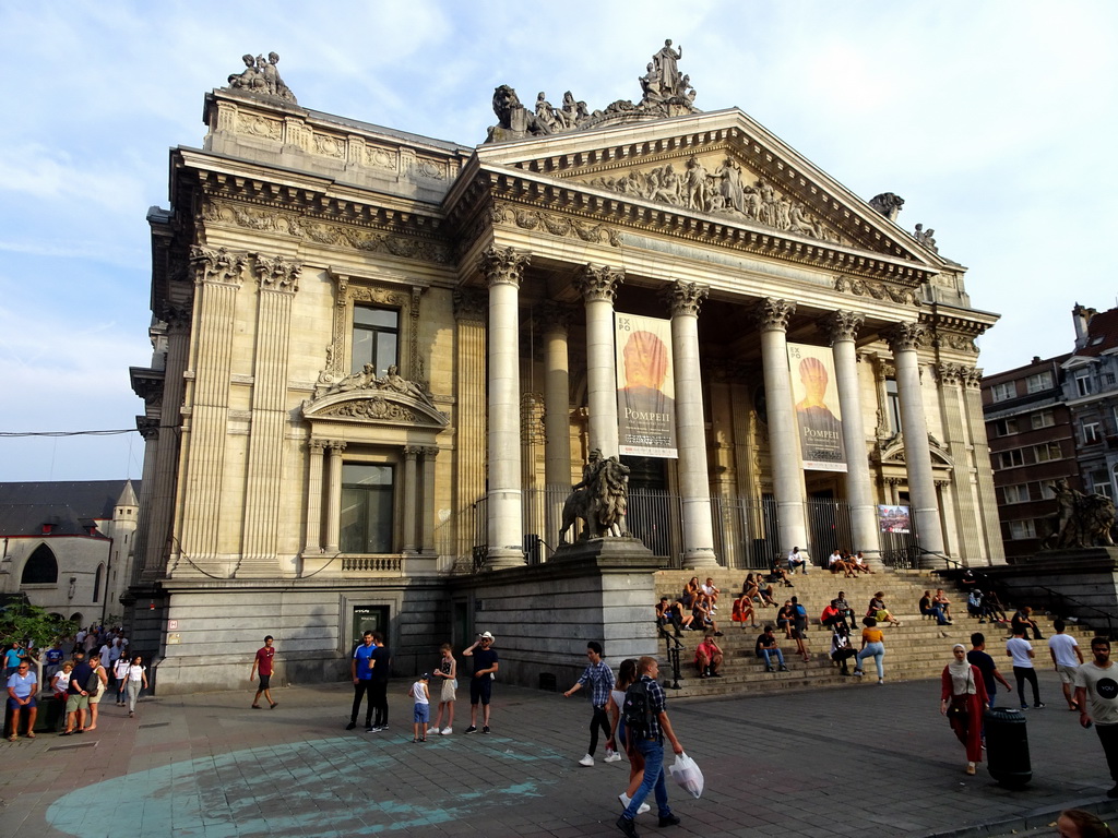 Front of the Brussels Stock Exchange at the Place de la Bourse square