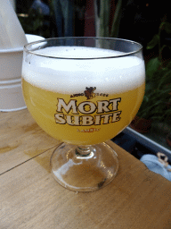 Mort Subite Lambic beer at the terrace of the Fin de Siècle restaurant
