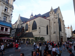 West side of the Église Saint-Nicolas church at the Rue de Tabora street, at sunset