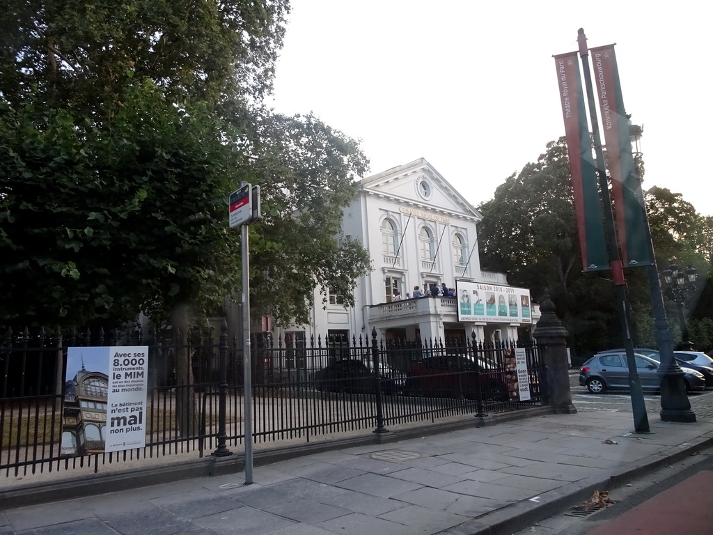 Front of the Royal Park Theatre at the Brussels Park, viewed from the car on the Rue de la Loi street