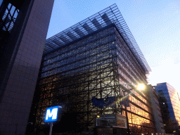 Front of the Europa building of the European Commission at the Rue de la Loi street, at sunset