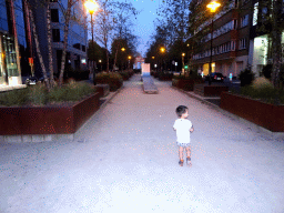 Max in front of the Monument for the Victims of the Terrorist Attacks in Brussels of 2016, at the Rue de la Loi street, by night