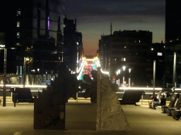Piece of art at the Schuman Roundabout and the Rue de la Loi street, by night