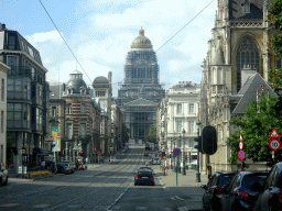 The Rue de la Régence street and the Law Courts of Brussels, viewed from the car