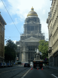 The Rue de la Régence street and the Law Courts of Brussels, viewed from the car