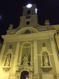 The Church of Saint Michael (Belvárosi Szent Mihály templom) in Vaci Utca street, by night
